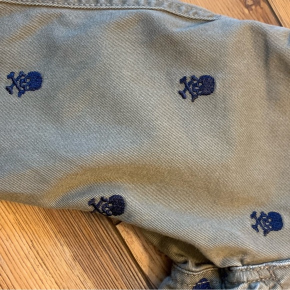 The Place Kids Dark Tan/Olive Green Skull and Crossbones  Pants size 6-9 Months - Picture 2 of 6